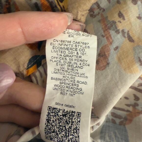 Emery Rose Women's Size XL Beige Floral A Line Knee Length Dress #3268 - Picture 9 of 9